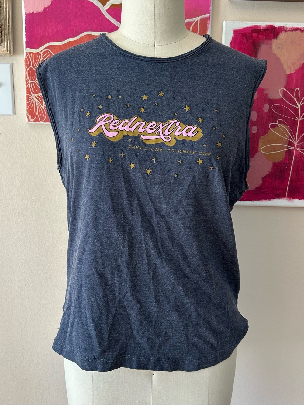 Women's Navy Rednextra Graphic Muscle Tee